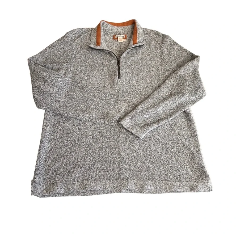 Carbon‎ 2 Cobalt Mens XL Grey Marl Quarter Zip Cotton Blend Pullover Sweater